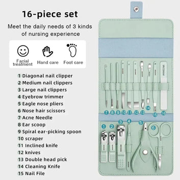 16 PCS Stainless Steel Manicure Pedicure Set